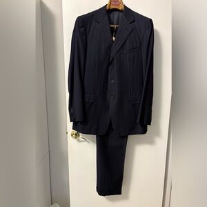 Ermenegildo Zegna Navy 100% Wool Pinstriped Suit 52R EU